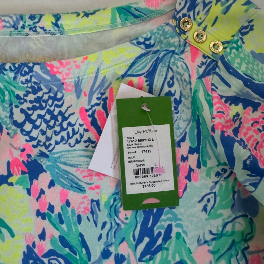 NWT Lilly Pulitzer UPF 50+ Sophie Mermaid Cove Dress - Picture 6 of 10